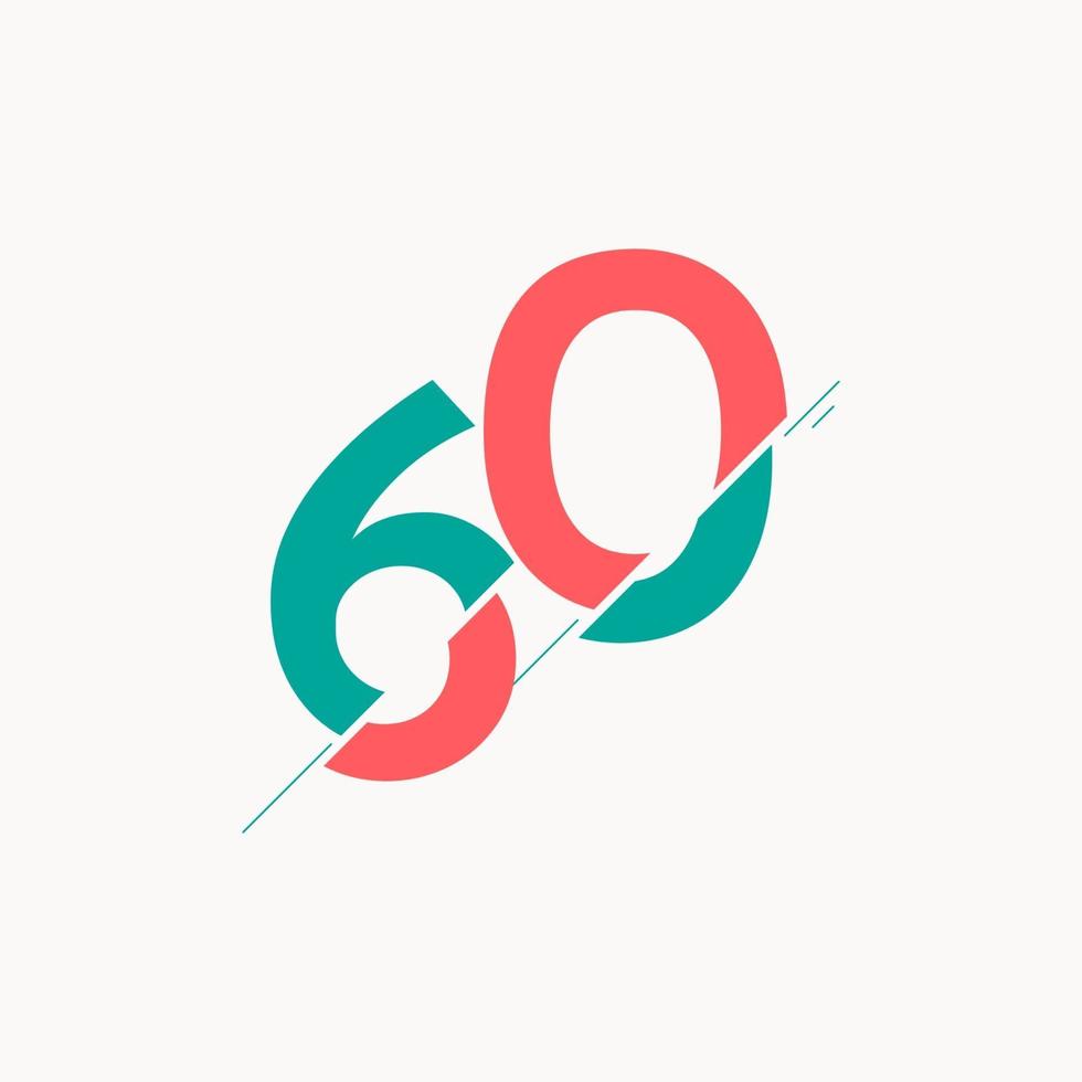 Ilustración de diseño de plantilla de icono de vector de celebración de aniversario de 60 años