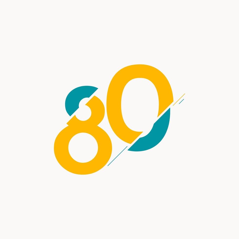 Ilustración de diseño de plantilla de icono de logotipo de vector de celebración de aniversario de 80 años