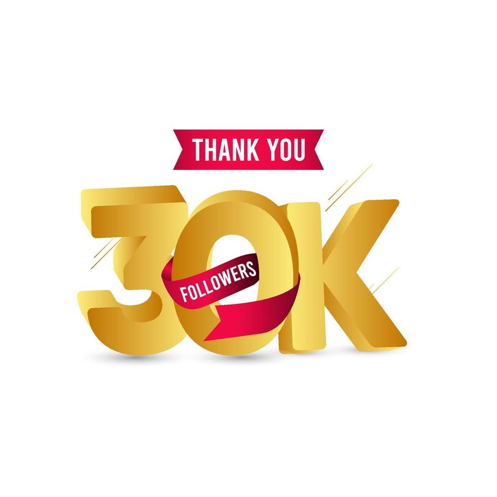 Thank You 30 K Followers Vector Template Design Illustration