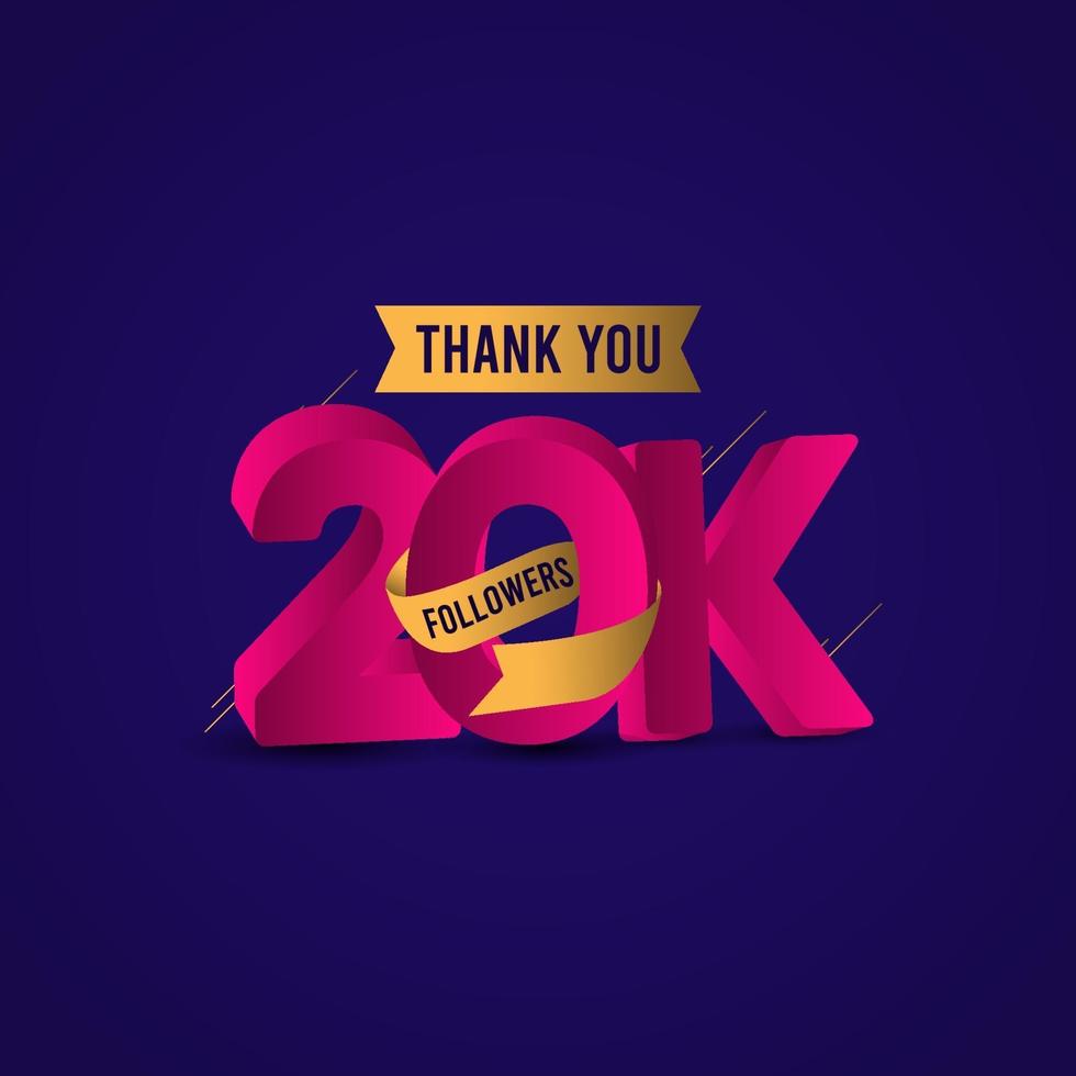 Thank You 20 K Followers Vector Template Design Illustration