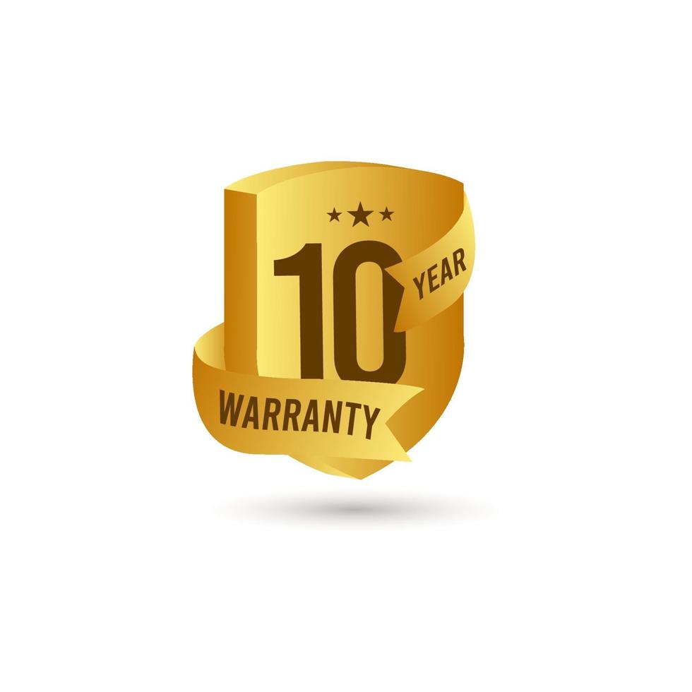 10 Years Warranty 3 D Vector Label Logo Template Design Illustration