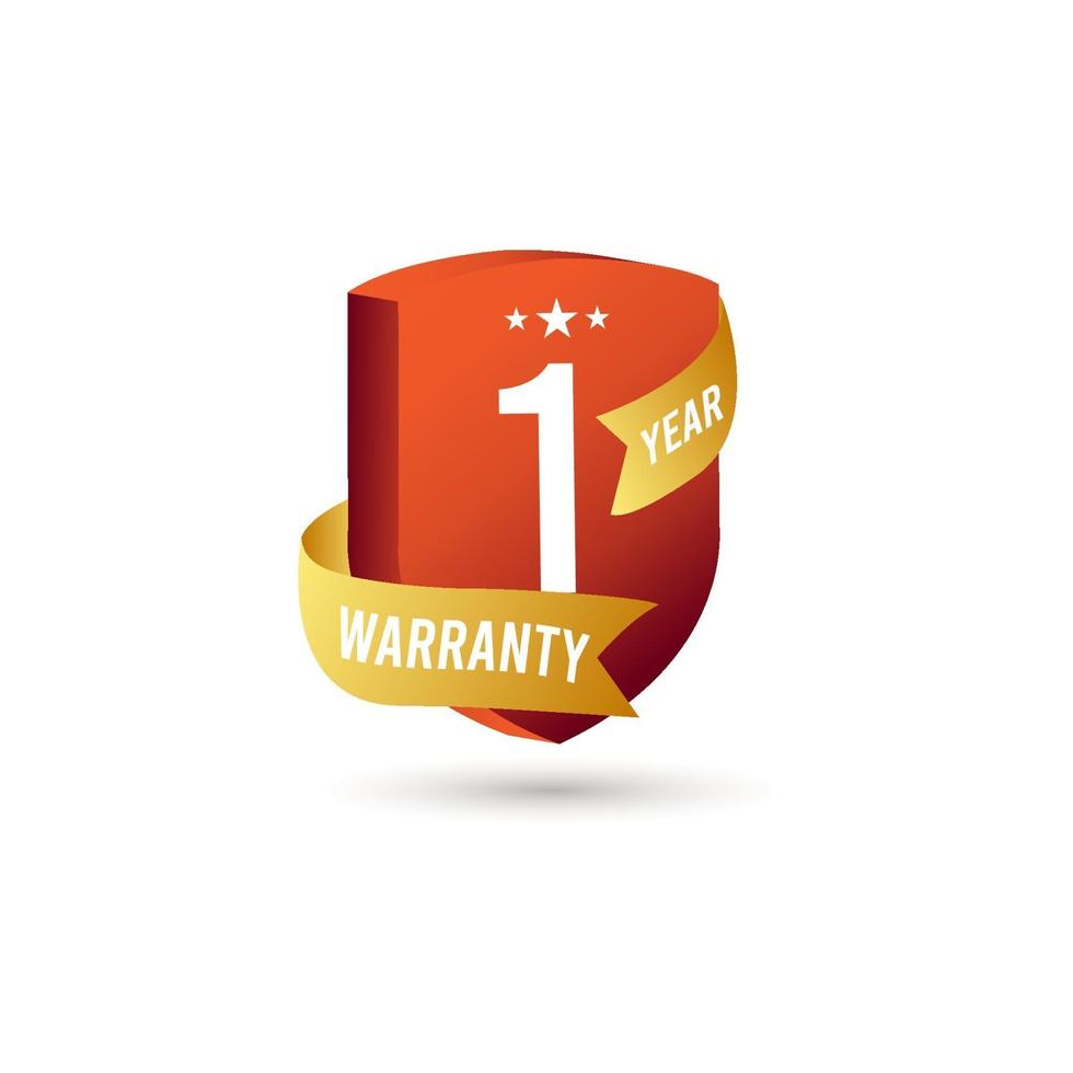 1 Years Warranty 3 D Vector Label Logo Template Design Illustration