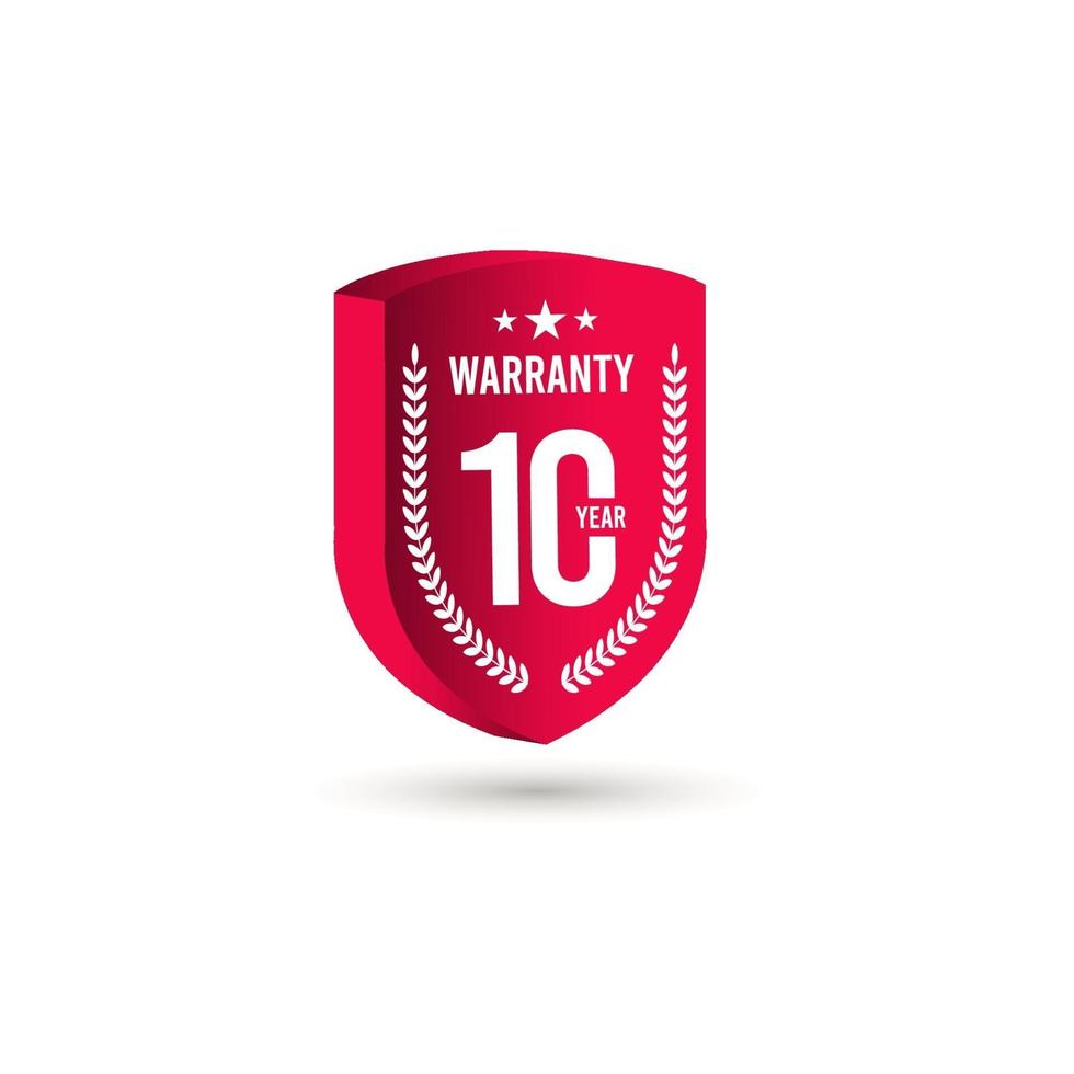 10 Years Warranty 3 D Vector Label Logo Template Design Illustration