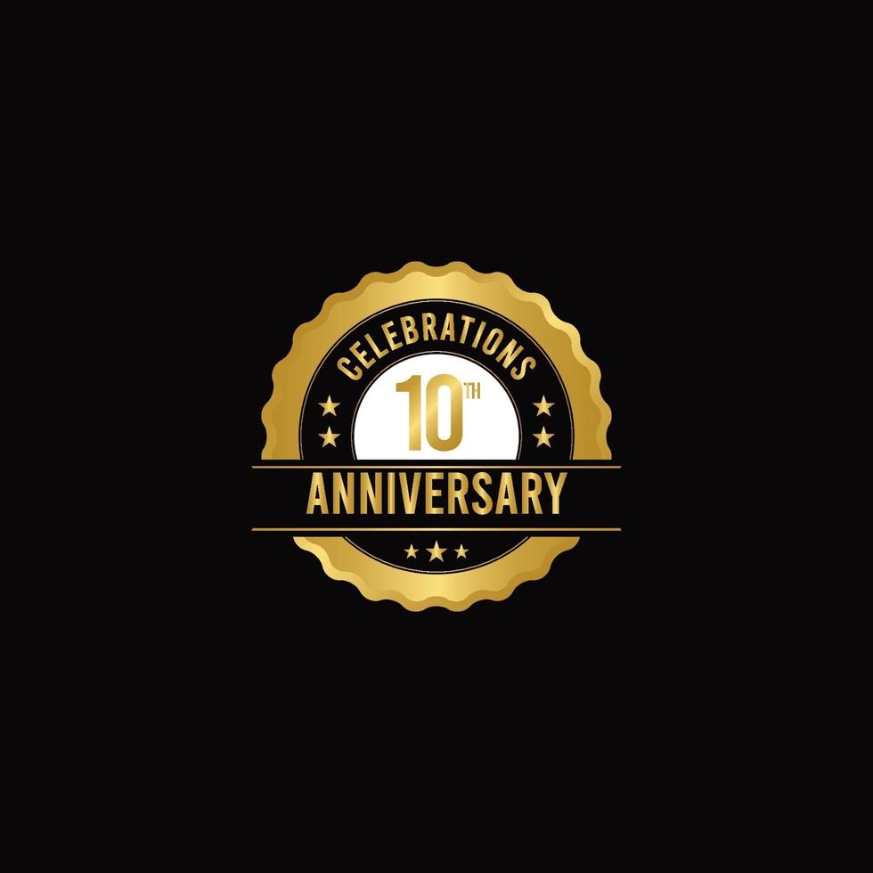 10 Th Anniversary Celebrations Gold Vector Template Design Illustration