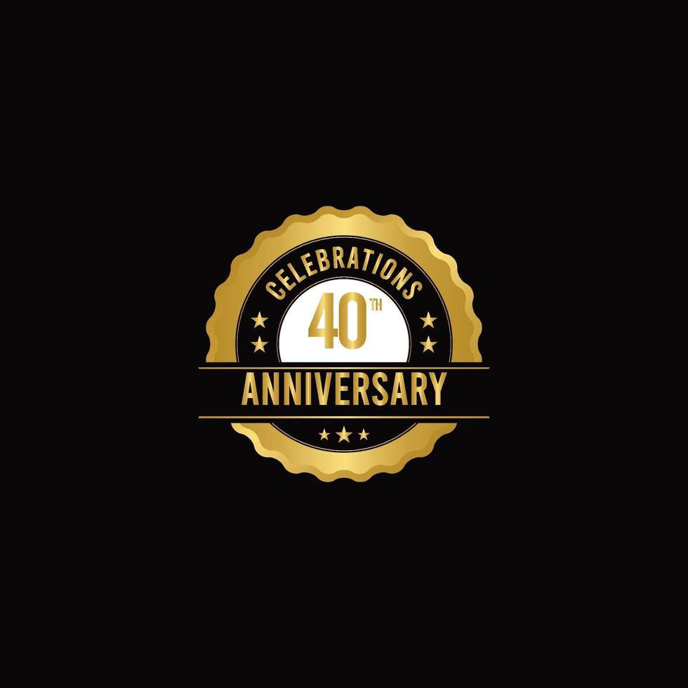 40 Th Anniversary Celebrations Gold Vector Template Design Illustration