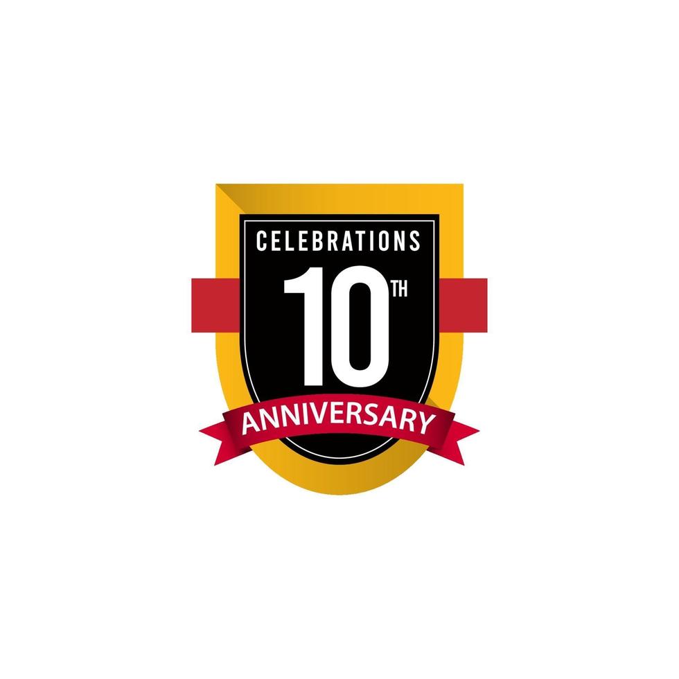 10 Th Anniversary Celebrations Gold Black White Vector Template Design Illustration