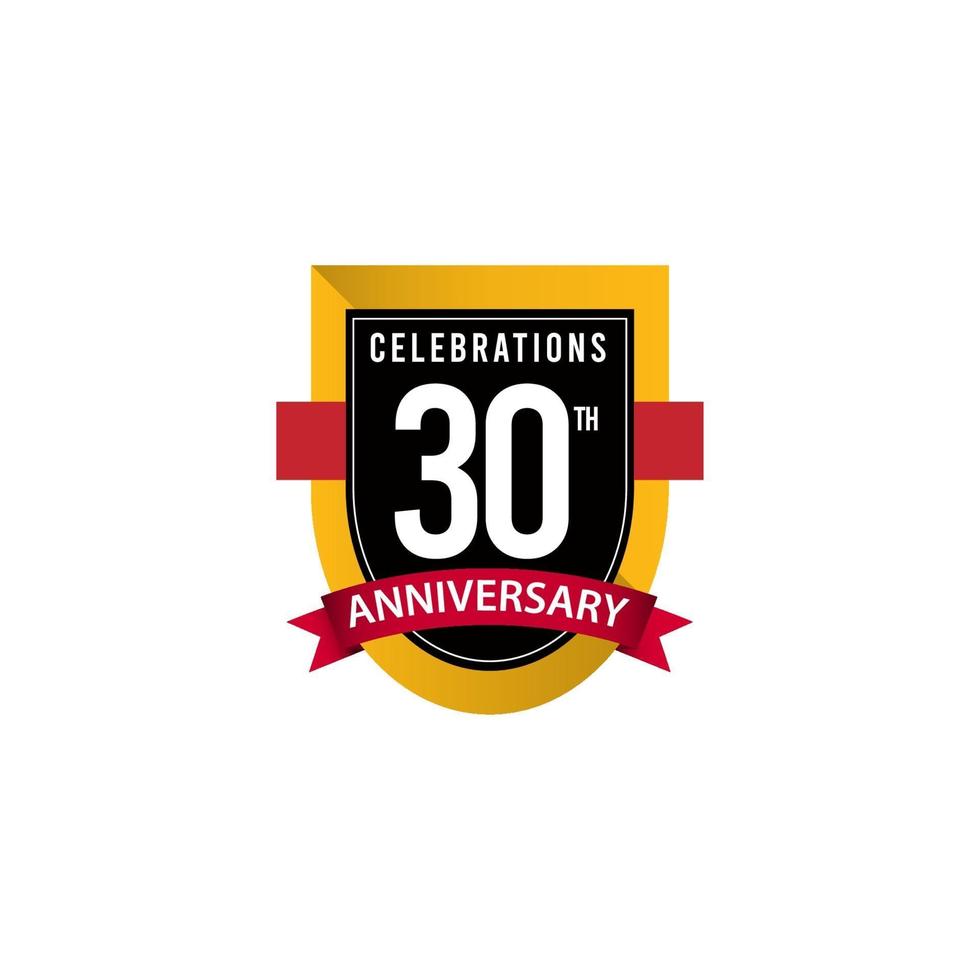 30 Th Anniversary Celebrations Gold Black White Vector Template Design Illustration