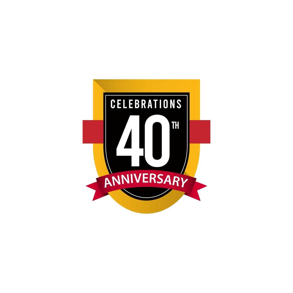 40 Th Anniversary Celebrations Gold Black White Vector Template Design Illustration
