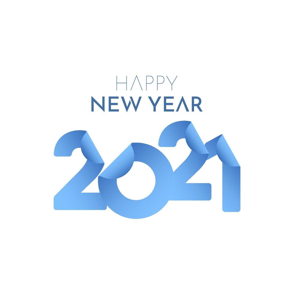 Happy New Year 2021 Paper Number Label Tag Vector Template Design Illustration