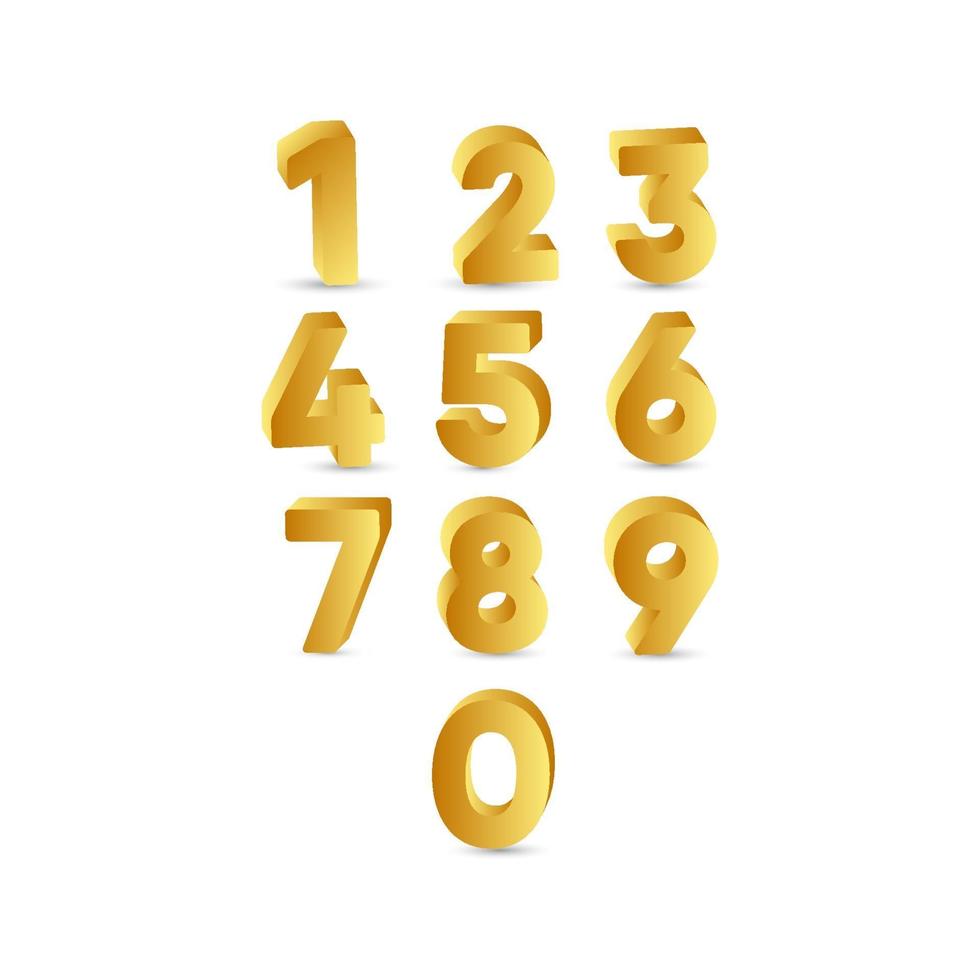 3 D Number Gold Label Vector Template Design Illustration