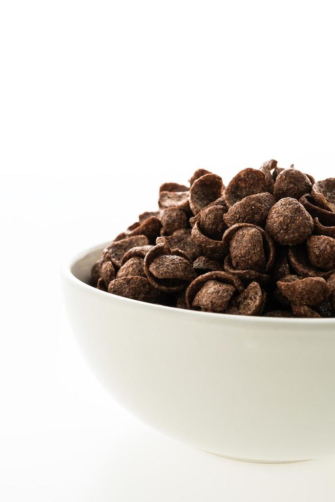 Chocolate cereals in white bowl photo