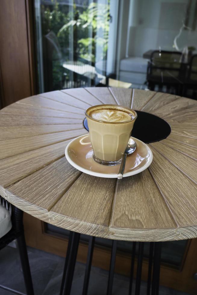 Latte on a table photo