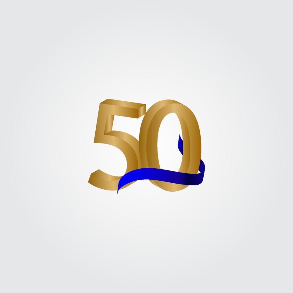 50 Years Anniversary Celebration Number Gold Vector Template Design Illustration