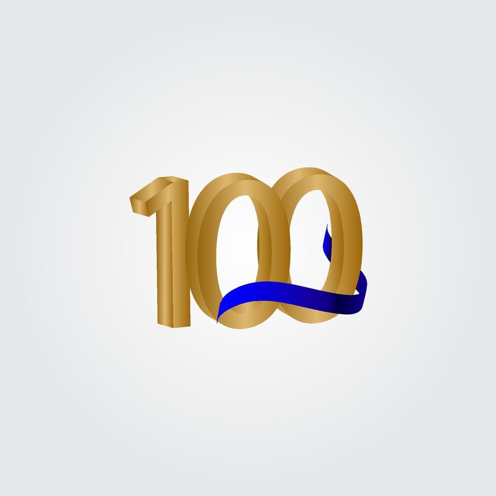 100 Years Anniversary Celebration Number Gold Vector Template Design Illustration