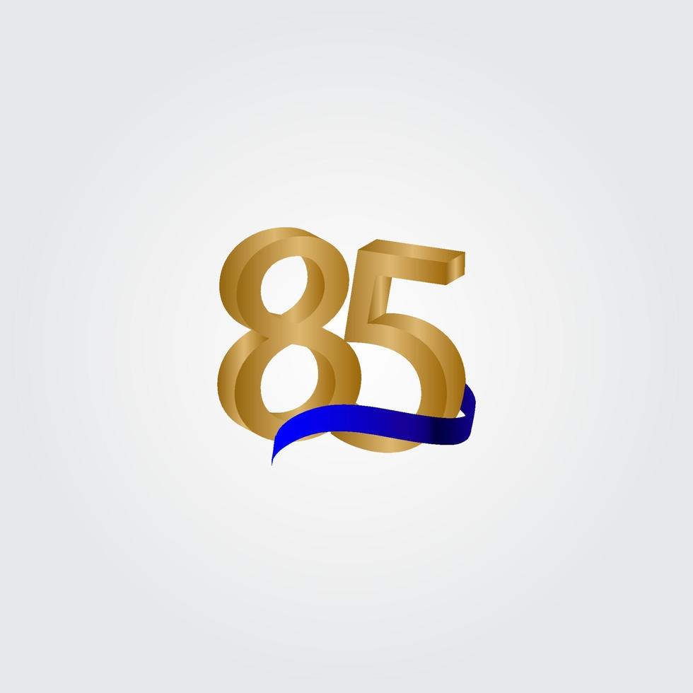 85 Years Anniversary Celebration Number Gold Vector Template Design Illustration