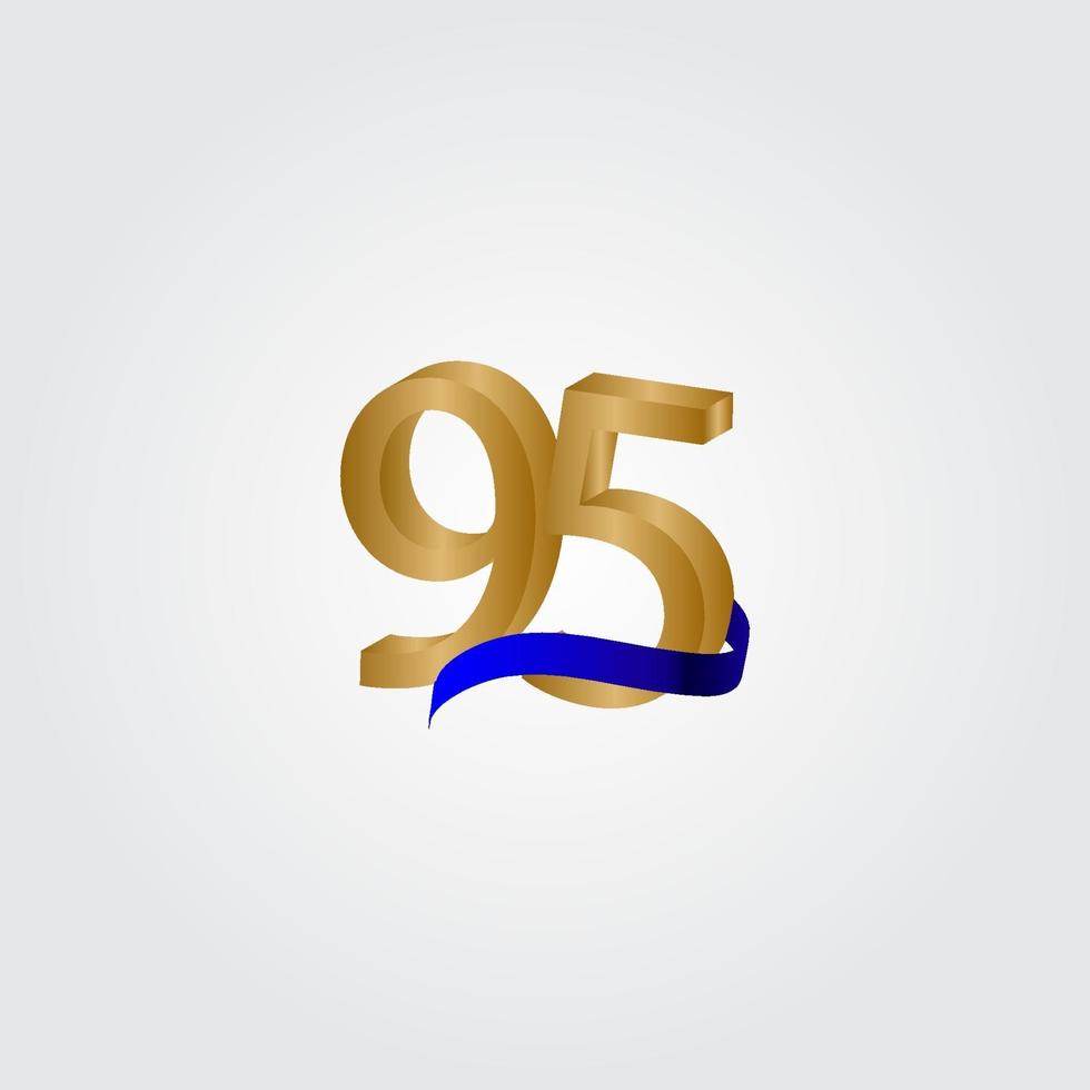 95 Years Anniversary Celebration Number Gold Vector Template Design Illustration