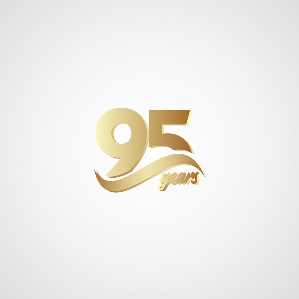 95 Years Anniversary Celebration Elegant Gold Logo Vector Template Design Illustration