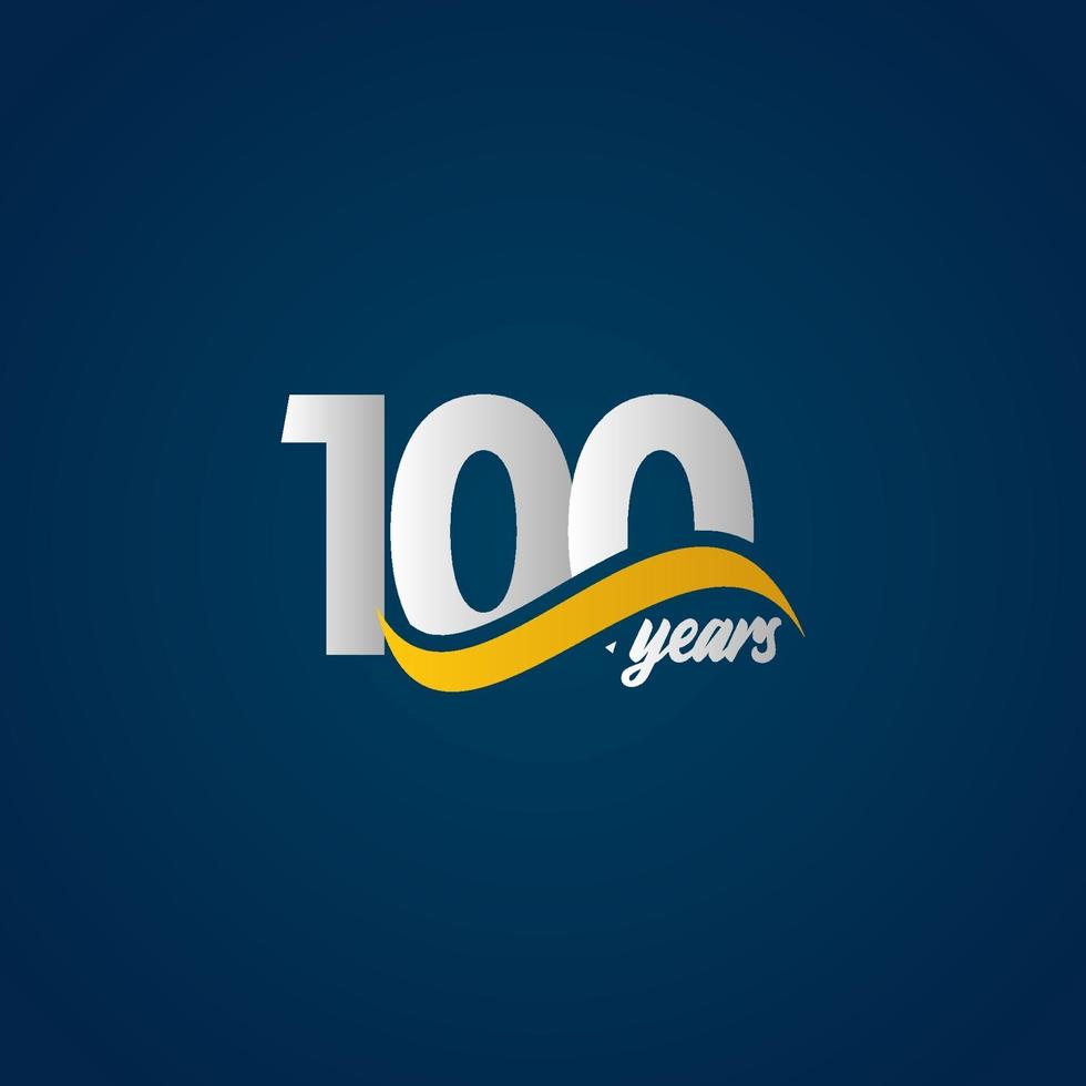 100 Years Anniversary Celebration Elegant White Yellow Blue Logo Vector Template Design Illustration