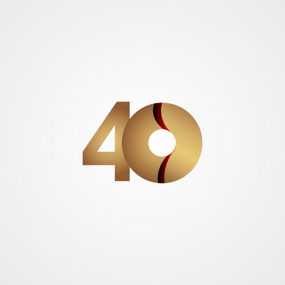 40 Years Anniversary Celebration Gold Vector Template Design Illustration