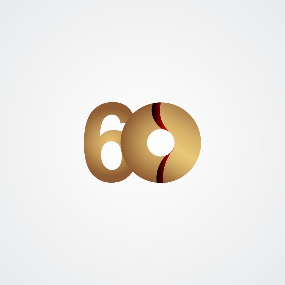 60 Years Anniversary Celebration Gold Vector Template Design Illustration