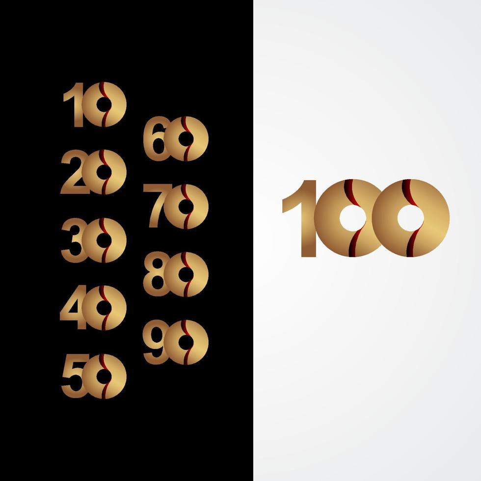 100 Years Anniversary Celebration Gold Vector Template Design Illustration