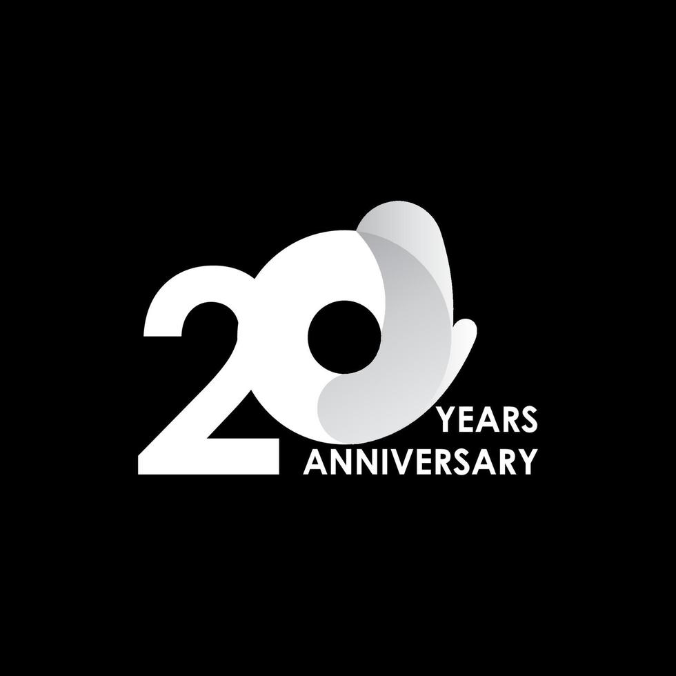 20 Years Anniversary Celebration White Circle Vector Template Design Illustration