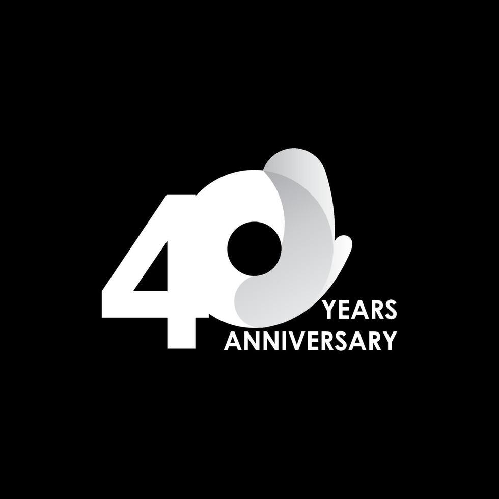 40 Years Anniversary Celebration White Circle Vector Template Design Illustration