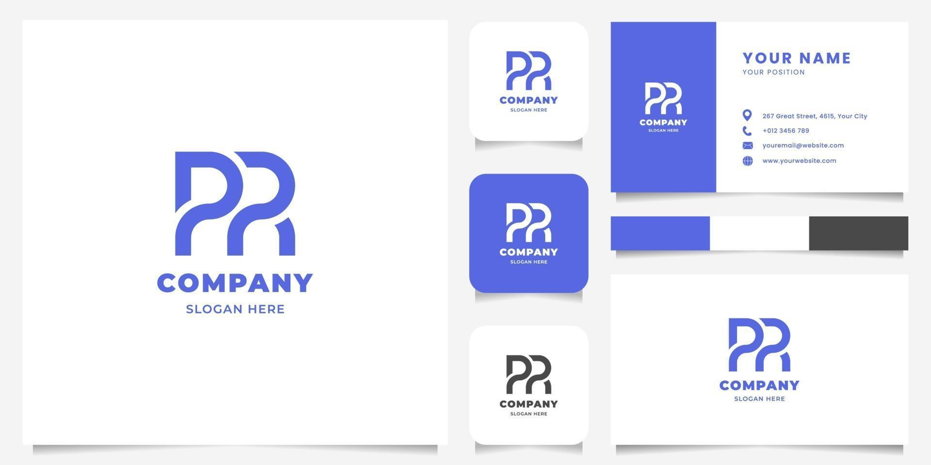 Simple and Minimalist Geometric Letter PR Logo with Business Card Template vector