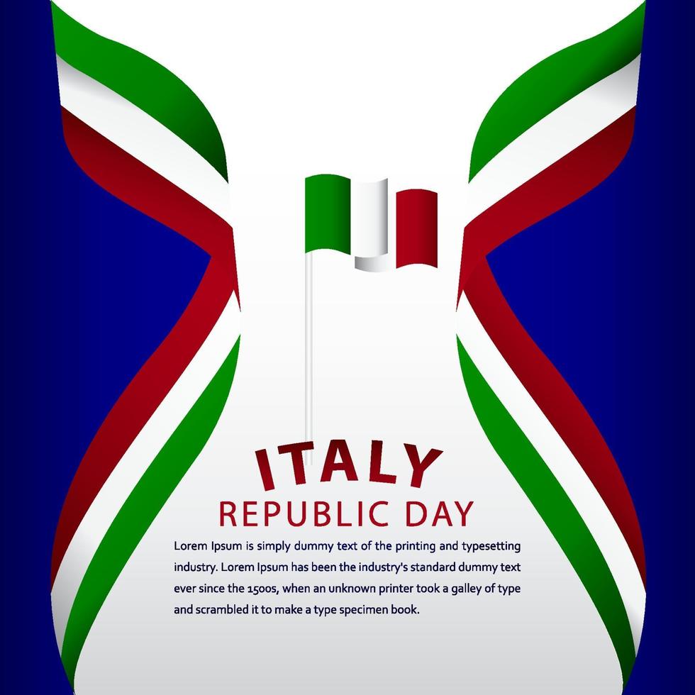 Feliz día de la república de Italia celebración vector plantilla diseño ilustración