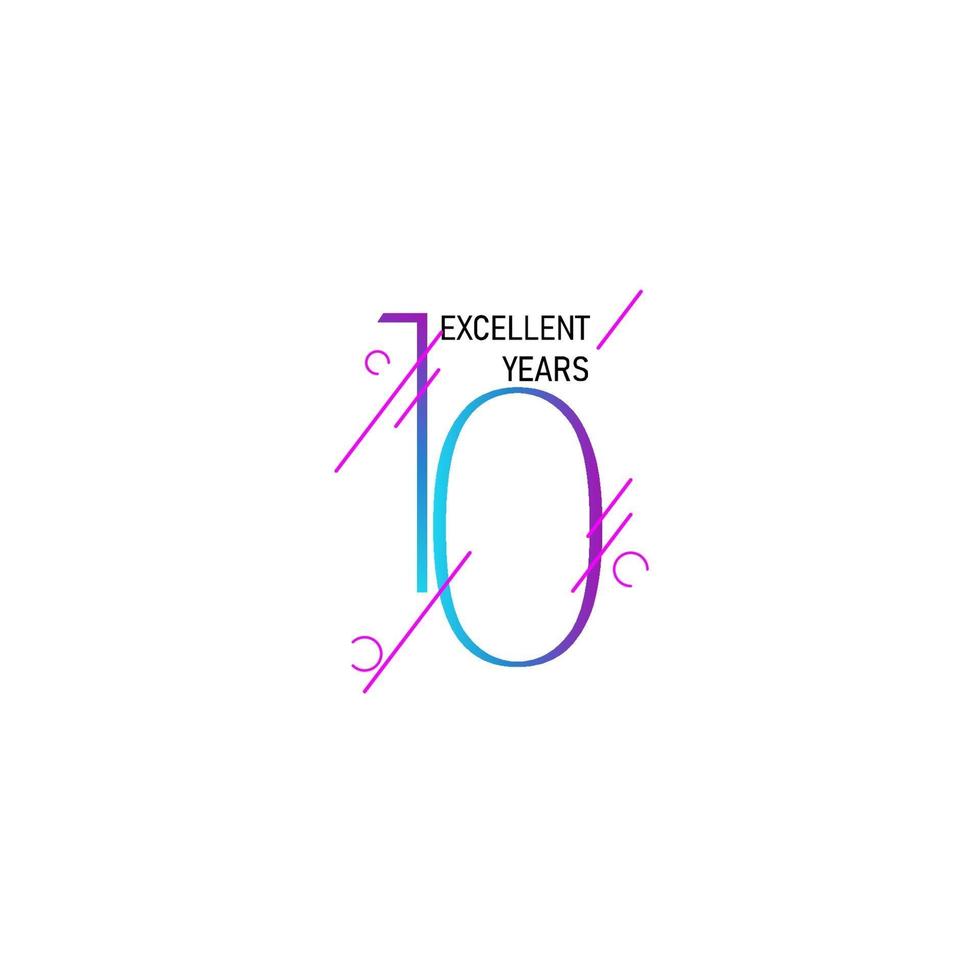 Ilustración de diseño de plantilla de vector de número elegante de celebración de aniversario de 10 años