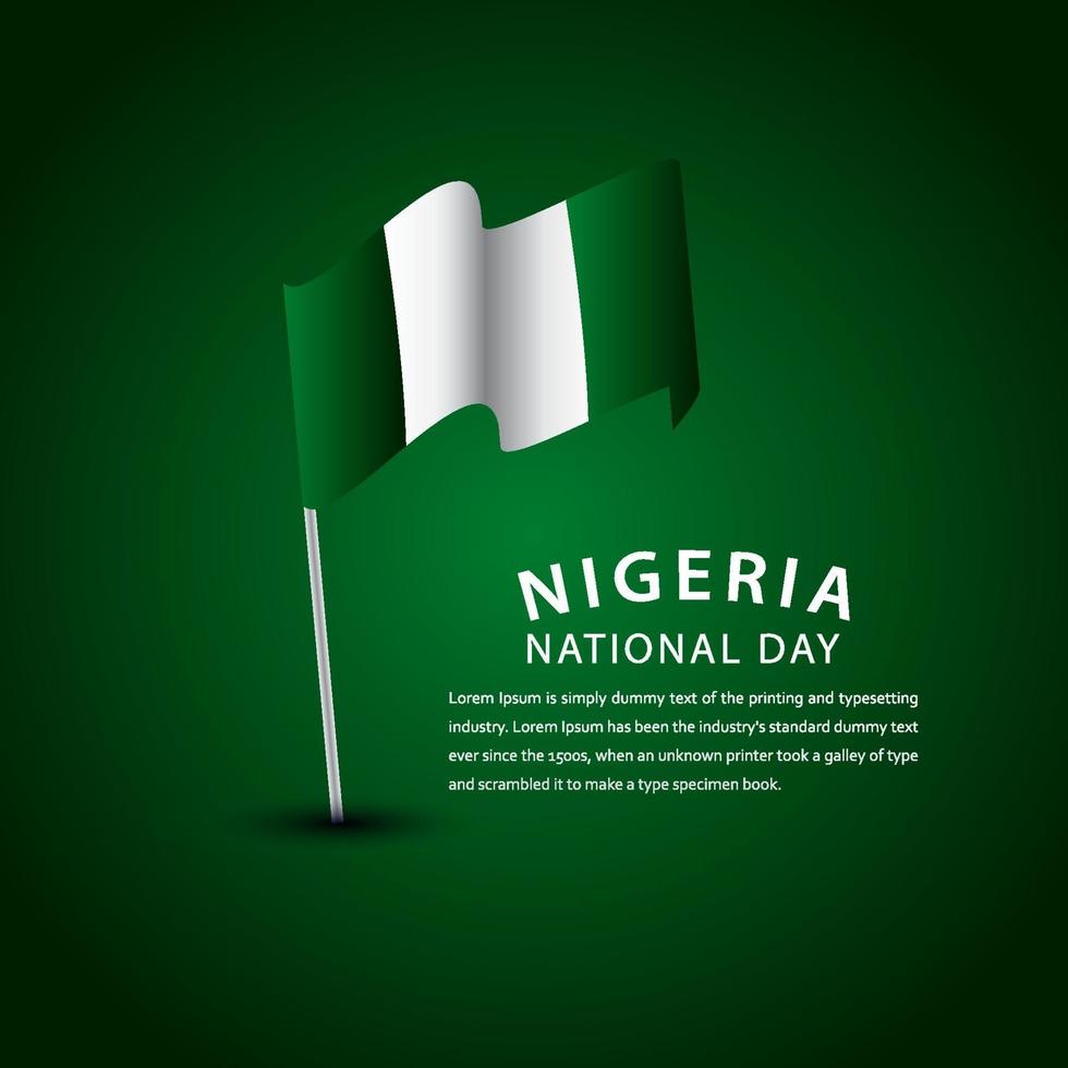 Feliz celebración del día nacional de Nigeria ilustración de diseño de plantilla de vector