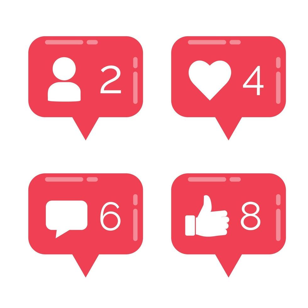 media social notification set collection vector