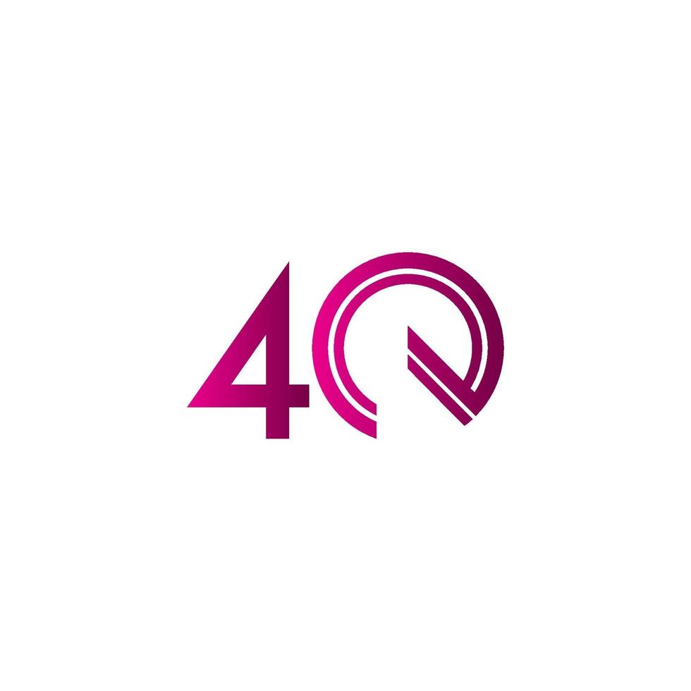 Ilustración de diseño de plantilla de vector de línea púrpura de celebración de aniversario de 40 años