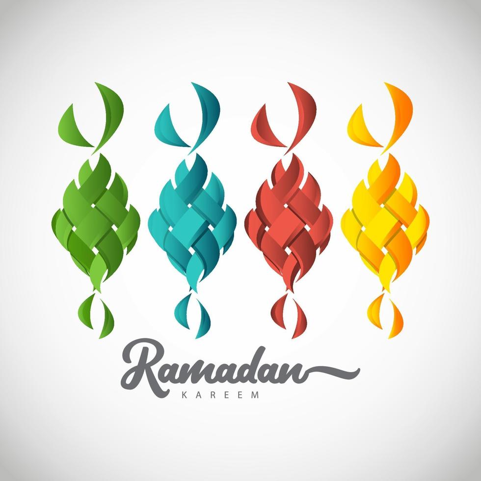 Ilustración de diseño de plantilla de vector de logotipo a todo color de ramadan kareem