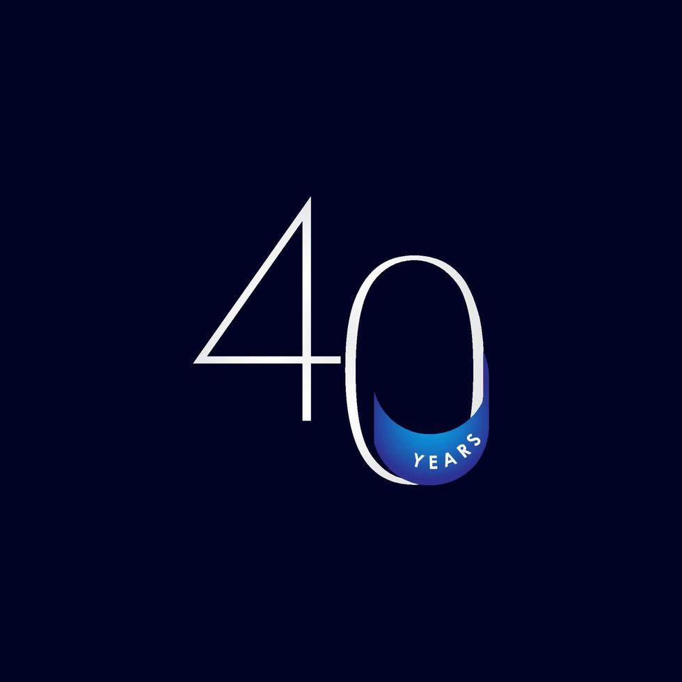 Ilustración de diseño de plantilla de vector de número elegante de celebración de aniversario de 40 años