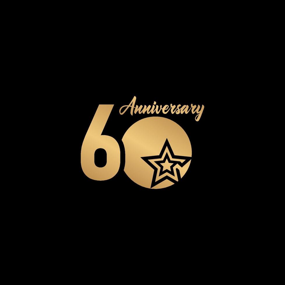 Ilustración de diseño de plantilla de vector de logotipo de oro estrella celebración de aniversario de 60 años