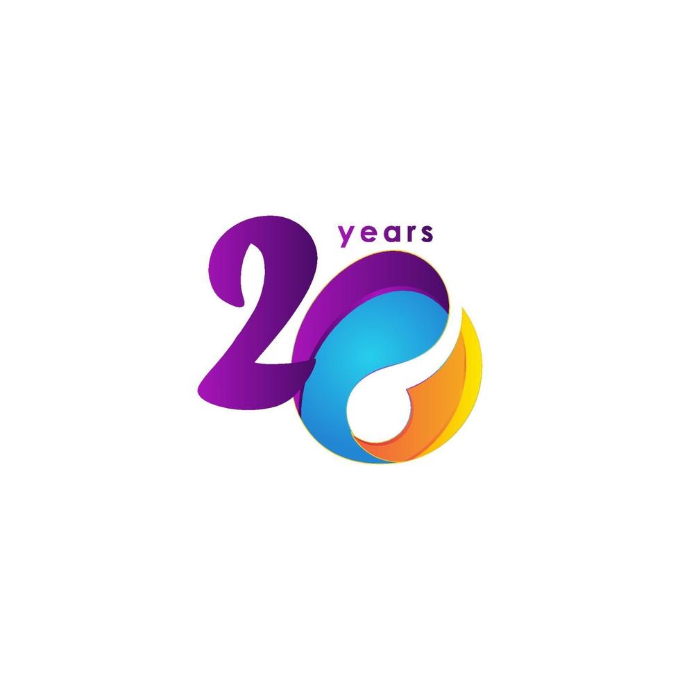 20 Years Anniversary Celebration Number Vector Template Design Illustration