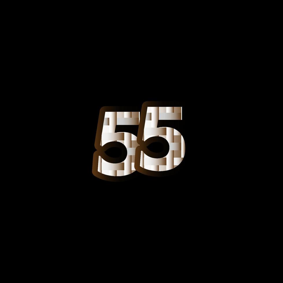 Ilustración de diseño de plantilla de vector de número negro elegante celebración de aniversario de 55 años