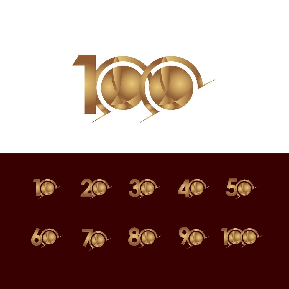 100 Years Anniversary Celebration Elegant Number Gold Vector Template Design Illustration