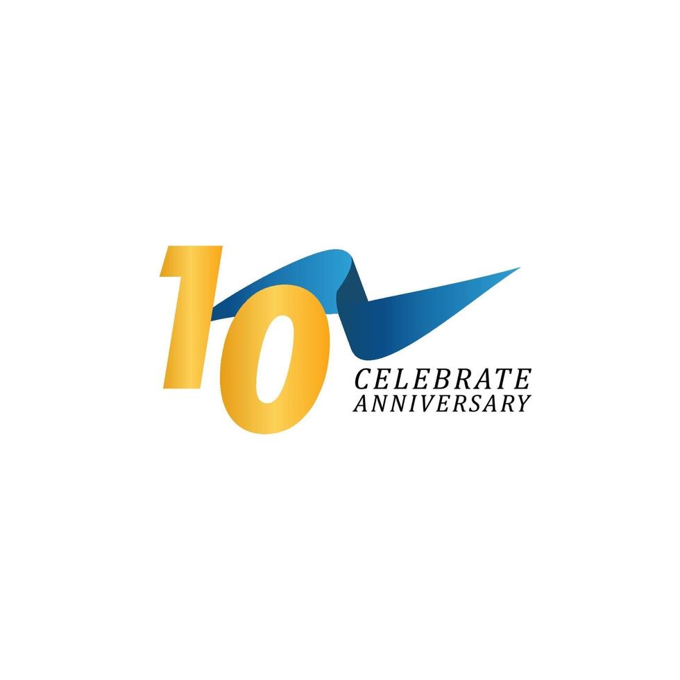 10 Years Anniversary Celebration Elegant Ribbon Vector Template Design Illustration