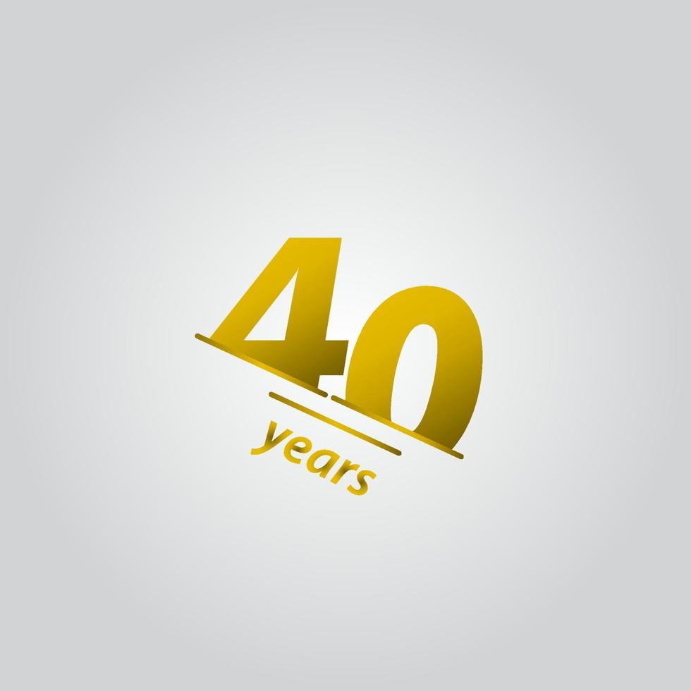 40 Years Anniversary Celebration Gold Line Vector Template Design Illustration