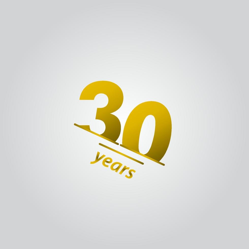 30 Years Anniversary Celebration Gold Line Vector Template Design Illustration