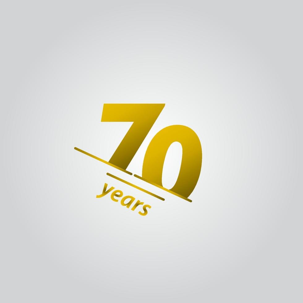 70 Years Anniversary Celebration Gold Line Vector Template Design Illustration