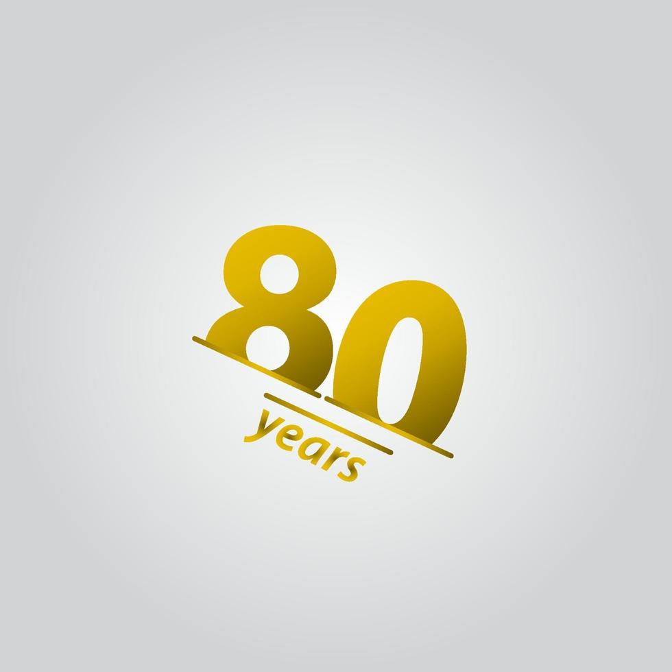 80 Years Anniversary Celebration Gold Line Vector Template Design Illustration