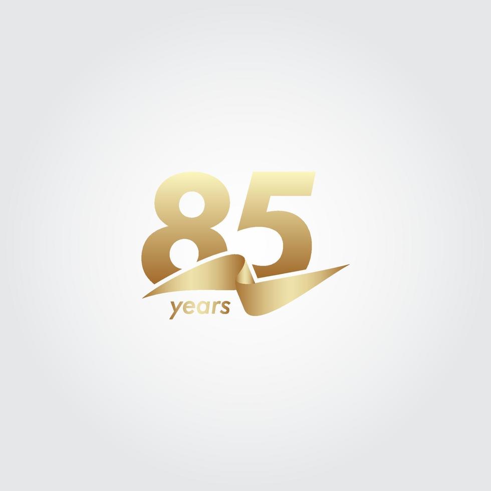 85 Years Anniversary Celebration Gold Ribbon Vector Template Design Illustration