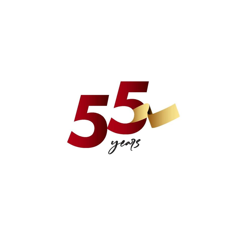 55 Years Anniversary Celebration Gold Ribbon Vector Template Design Illustration