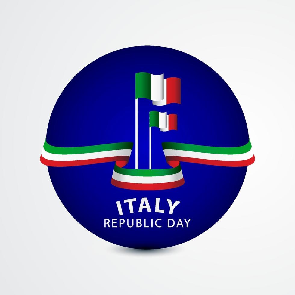Feliz día de la república de Italia celebración vector plantilla diseño ilustración