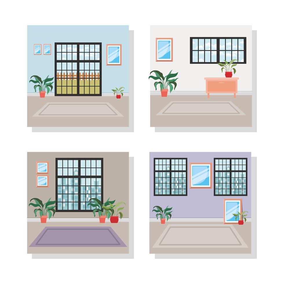 set of house indoor scenes vector