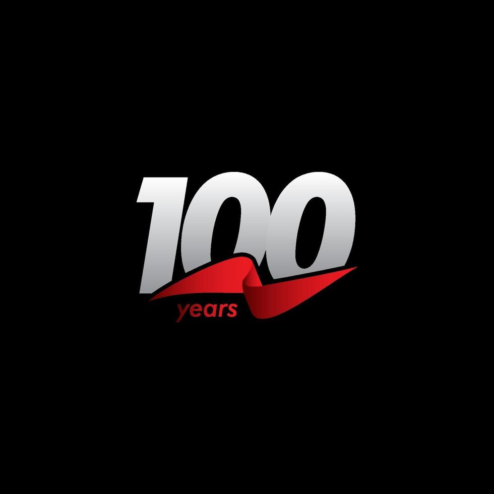 100 Years Anniversary Celebration White Black Red Ribbon Vector Template Design Illustration