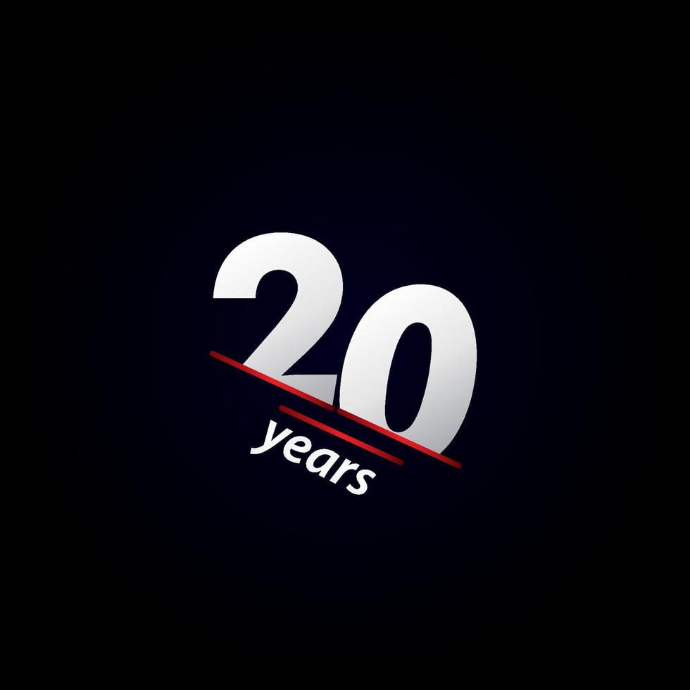 Ilustración de diseño de plantilla de vector blanco y negro de celebración de aniversario de 20 años